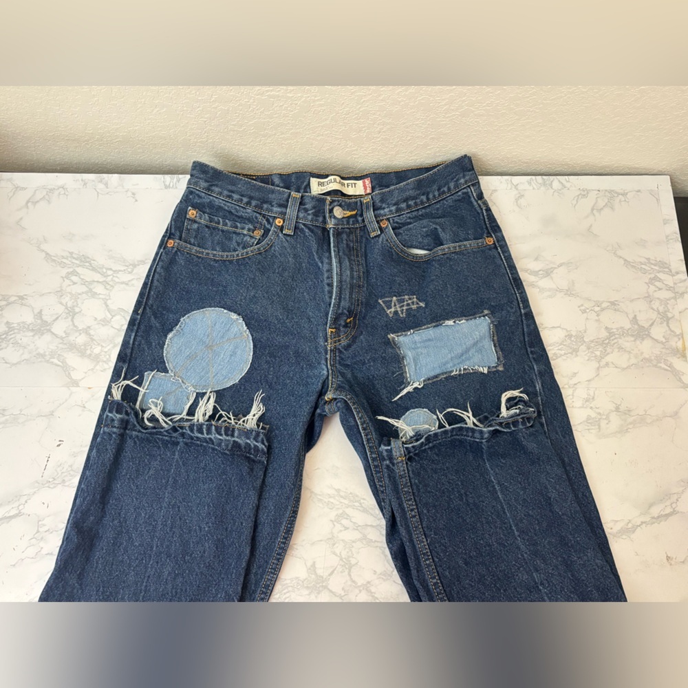 Vintage Mens LEVIS 505 Straight Leg Jeans 31x30 Red Tab Regular Fit Patches​ - Picture 3 of 7